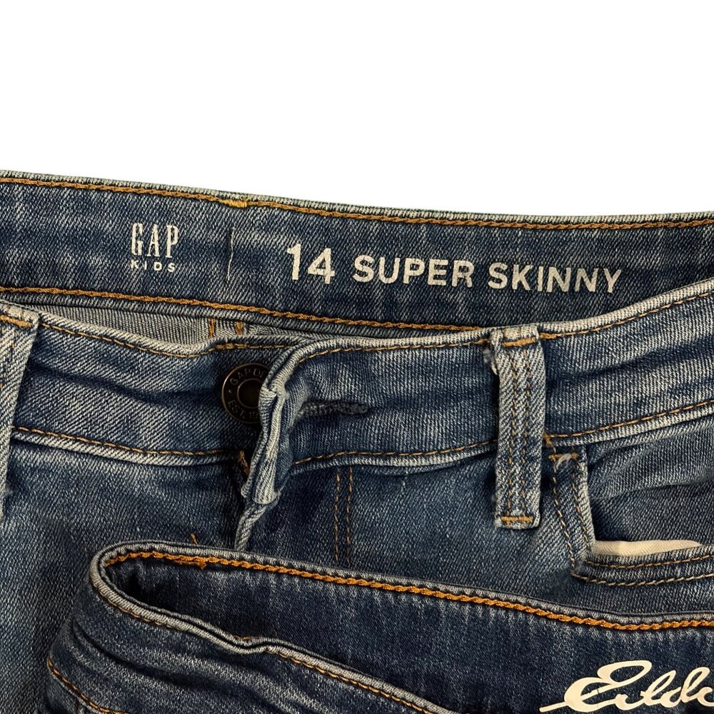 Gap Kids 14 Super Skinny & Eddie Bauer Dark Wash Girls Jeans Bundle - Picture 3 of 7